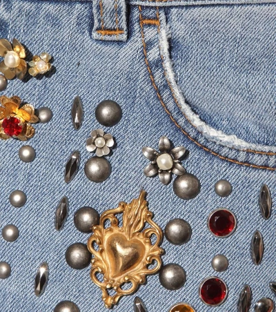 Shop Dolce & Gabbana Embellished Boyfriend Jeans In Blue
