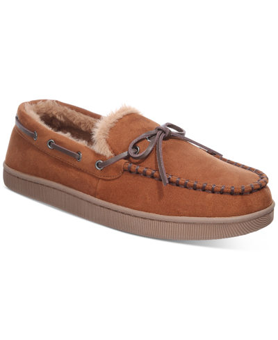 Shop Club Room Men's Moccasin Slippers, Created For Macy's In Tan/beige