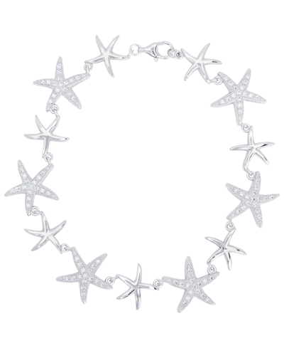 Shop Macy's Cubic Zirconia Star Bracelet In Fine Gold Plate Or Fine Silver Plate