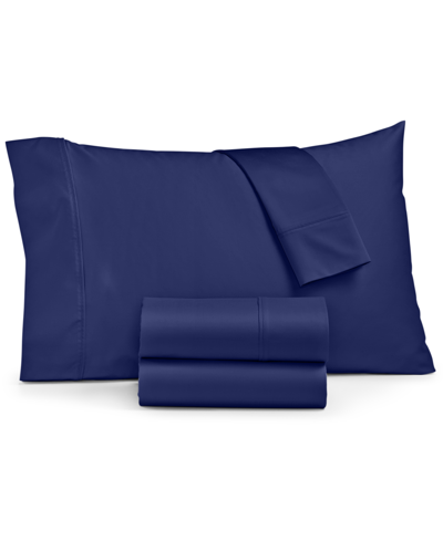 Shop Sunham Ashford Solid 1500 Thread Count 4 Pc. Sheet Set, Full Bedding In Blue