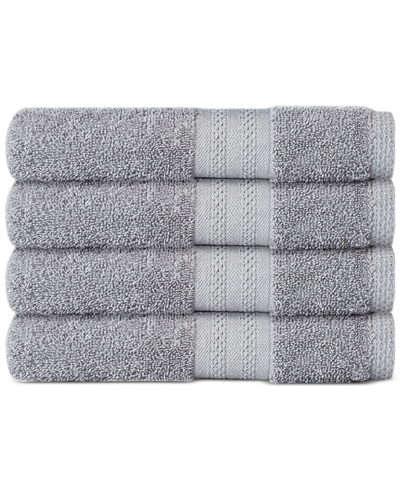 Shop Sunham Soft Spun Cotton 4-pc. Hand Towel Set Bedding In Gray