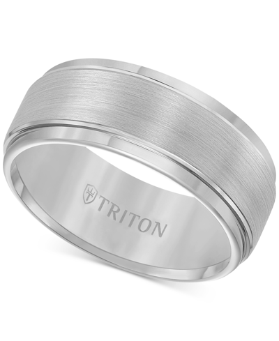 Shop Triton Men's Ring, Tungsten Carbide Comfort Fit Wedding Band 9mm Band In Gray