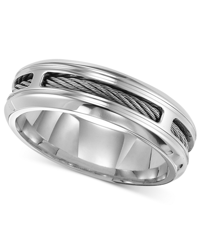 Shop Triton Men's Stainless Steel Ring, Comfort Fit Cable Wedding Band In Multi