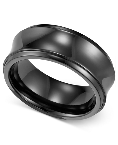 Shop Triton Men's Black Titanium Ring, Concave Wedding Band (8mm)