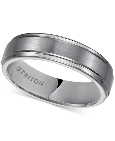 Shop Triton Men's Tungsten Carbide Ring, 6mm Comfort Fit Wedding Band In Gray
