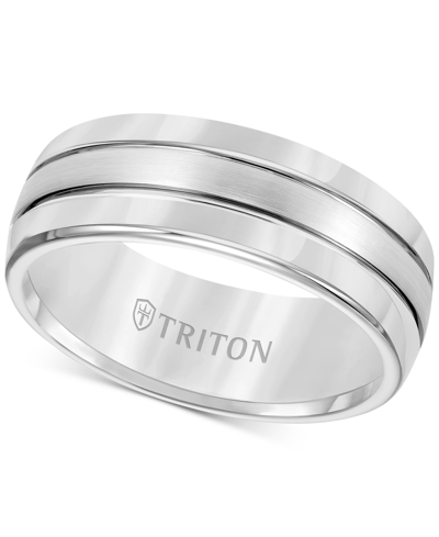 Shop Triton Men's Tungsten Carbide Ring, Comfort Fit Wedding Band (8mm) In Gray