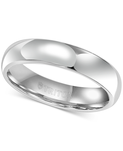 Shop Triton Men's White Tungsten Carbide Ring, Dome Wedding Band (5mm) In Gray