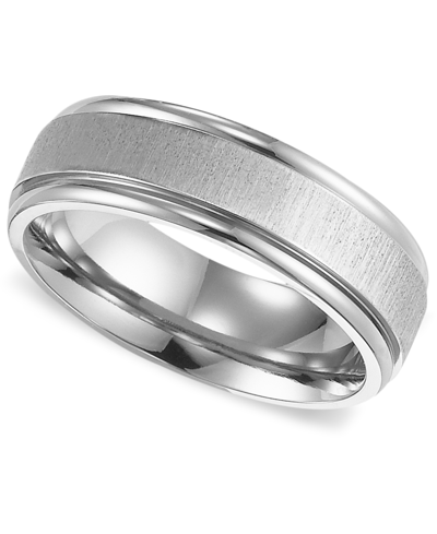 Shop Triton Men's Titanium Ring, Comfort Fit Wedding Band In Silver