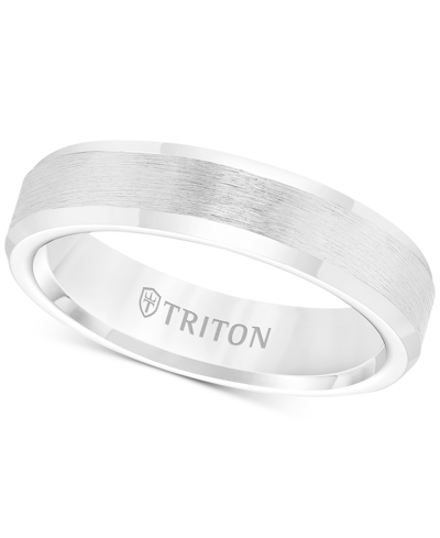 Shop Triton Men's White Tungsten Carbide Ring, Wedding Band (5mm) In Gray