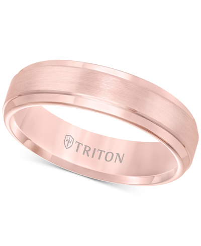 Shop Triton Satin Comfort-fit Band In Rose Or Yellow Tungsten Carbide (6mm) In Pink