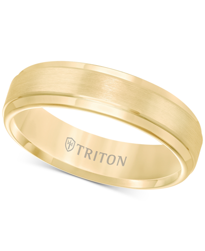 Shop Triton Satin Comfort-fit Band In Rose Or Yellow Tungsten Carbide (6mm) In White