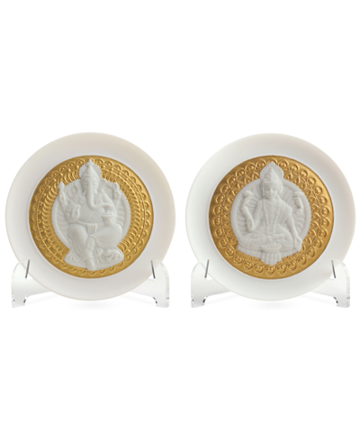 Shop Lladrò Goddess Lakshmi & Lord Ganesha Plates, Set Of 2 In White