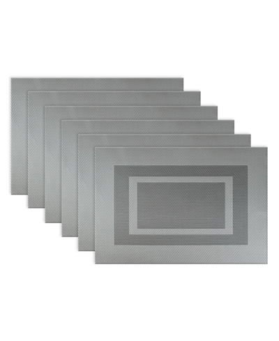 Shop Design Imports Polyvinyl Chloride Doubleframe Placemat, Set Of 6 In Gray
