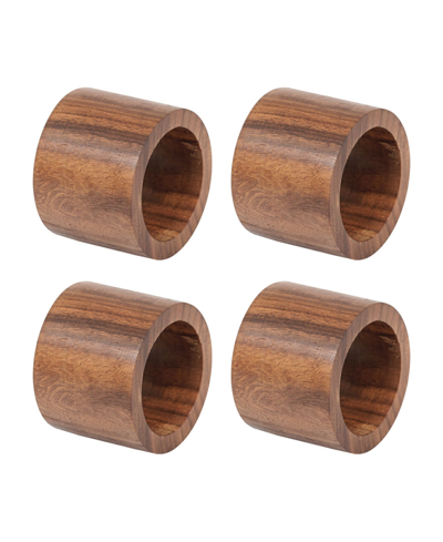Shop Design Imports Band Napkin Ring, Set Of 4 In Brown