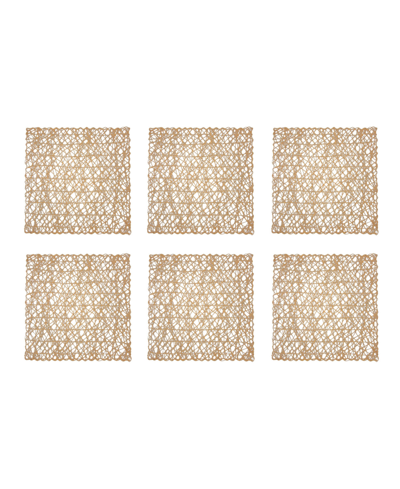 Shop Design Imports Woven Paper Square Placemat, Set Of 6 In Tan/beige