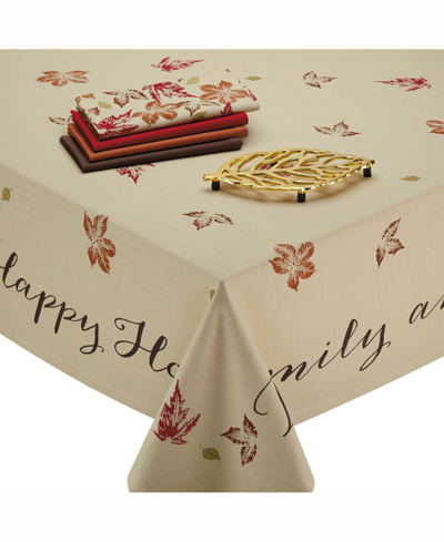 Shop Design Imports Rustic Leaves Print Tablecloth In Tan/beige