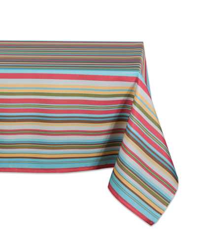 Shop Design Imports Summer Stripe Outdoor Tablecloth 60" X 84" In Brown