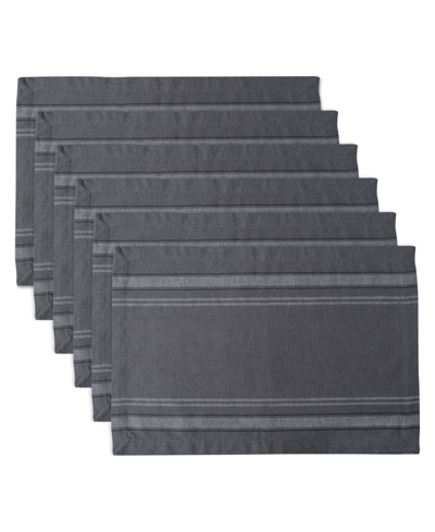 Shop Design Imports Chambray French Stripe Placemat, Set Of 6 In Gray