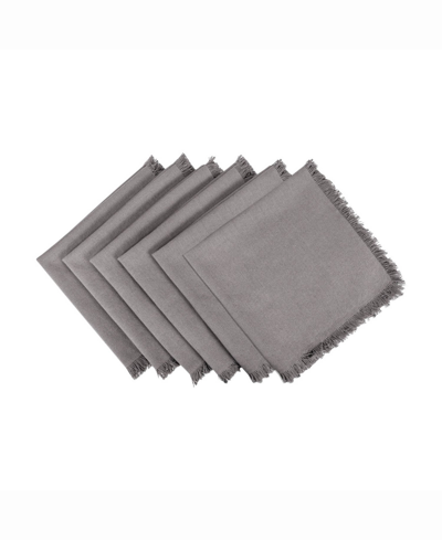 Shop Design Imports Solid Gray Heavyweight Fringed Napkin Set Of 6
