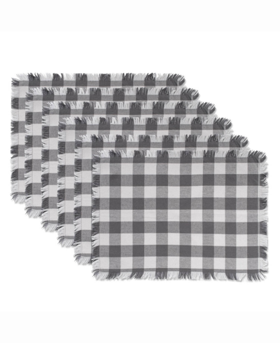 Shop Design Imports Gray Heavyweight Check Fringed Placemat Set Of 6