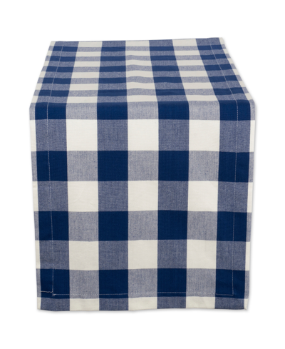 Shop Design Imports Buffalo Check Table Runner 14" X 108" In Blue