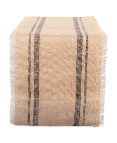 Shop Design Imports Double Border Burlap Table Runner 14" X 72" In Brown