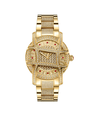 Shop Jbw Women's Olympia Platinum Series Diamond (2 1/2 Ct. T.w.) 18k Gold-plated Stainless Steel Watch, 38mm In White