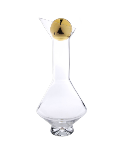 Shop Classic Touch Glass Diamond Shaped Decanter With Gold Tone Reflection And Lid In Brown