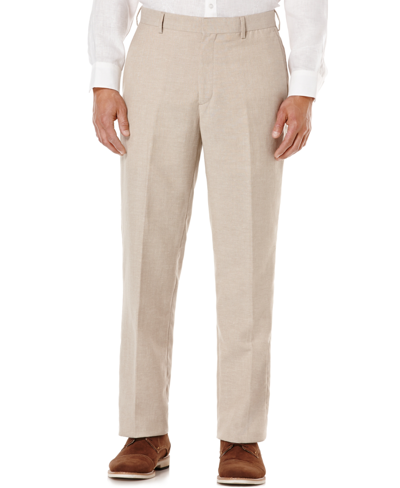 Shop Cubavera Flat Front Easy Care Linen Pants In Tan/beige