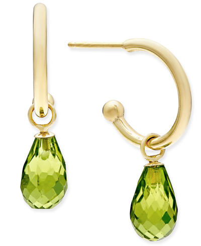 Shop Macy's Peridot Hoop Earrings In 14k Gold In Green