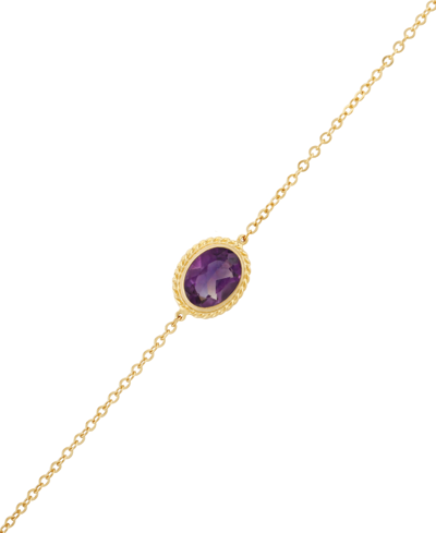 Shop Macy's Gemstone Twist Gallery Bracelet In 14k Yellow Gold (available In Opal, Peridot, Blue Topaz, Amethyst In Purple