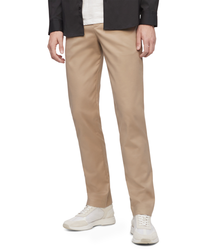Shop Calvin Klein Men's Slim-fit Modern Stretch Chino Pants In Tan/beige