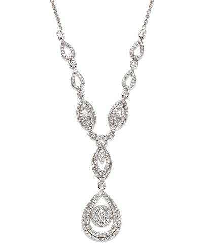Shop Wrapped In Love Diamond Double Drop Pendant 17" In 14k White Gold Or 14k Yellow Gold (1-1/2 Ct. T.w.