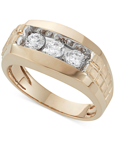 Shop Macy's Men's Diamond Trinity Ring (1 Ct. T.w.) In 10k Gold