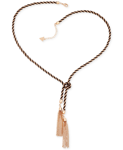 Shop Guess Two-tone Knotted Tassle Necklace In Gold