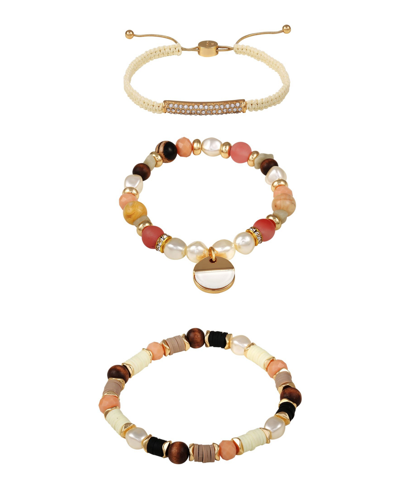Shop T Tahari Perfectly Natural Trio Bracelet Set In Gold