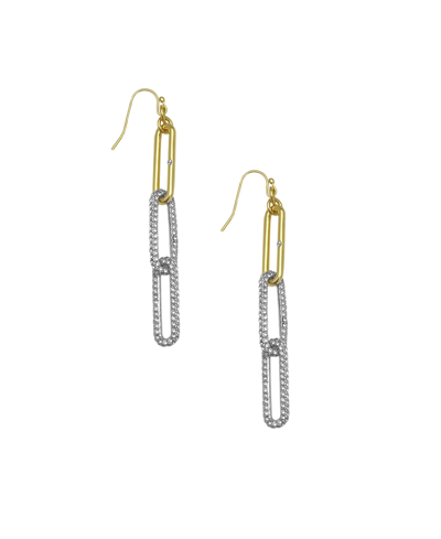 Shop Vince Camuto Two-tone Glass Stone Paper Clip Fish Hook Drop Earrings In Gold