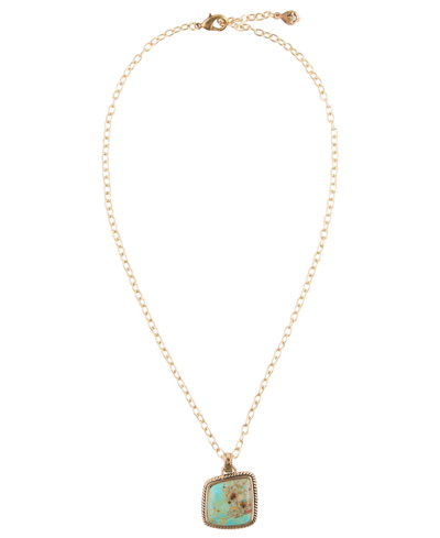 Shop Barse Boulder Bronze And Genuine Turquoise Pendant On Chain Necklace In Blue