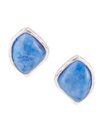 Shop Barse Abstract Sterling Silver And Genuine Lapis Stud Earrings In Blue