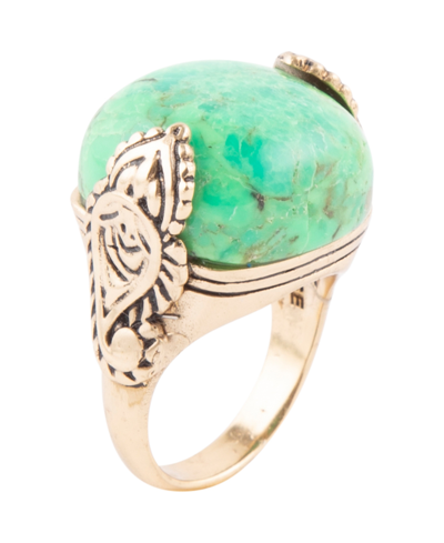 Shop Barse Ornate Bronze And Genuine Lime Turquoise Rings In Green