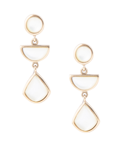 Shop Barse Maldives Bronze And Genuine Mother-of-pearl Linear Earrings In White