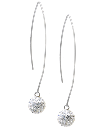 Shop Giani Bernini Pave Crystal Ball On A Thread Wire Earrings Set In Sterling Silver. Available In Clear, Dark Blue Or