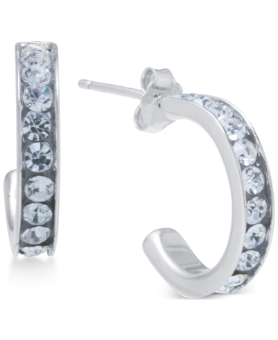 Shop Giani Bernini Small (5/8") Crystal Hoop Earrings In Sterling Silver