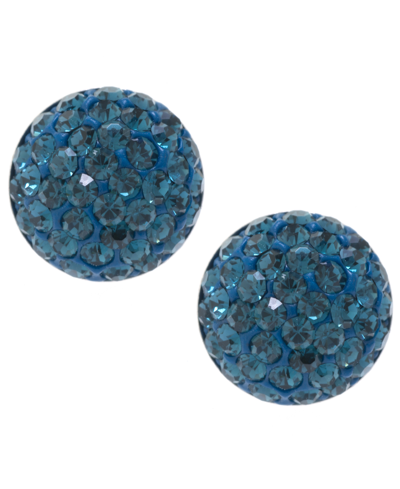 Giani Bernini Crystal Pave Stud Earrings In Sterling Silver. Available In Clear, Blue, Gray, Red Or Multi In Blue