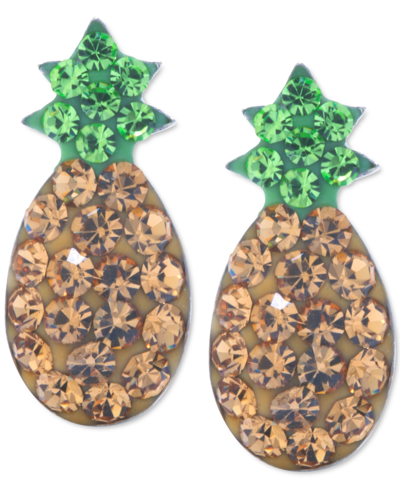 Shop Giani Bernini Crystal Pineapple Stud Earrings In Sterling Silver