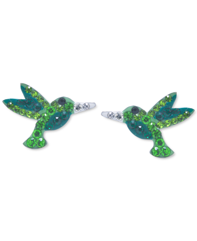 Shop Giani Bernini Crystal Hummingbird Stud Earrings In Sterling Silver