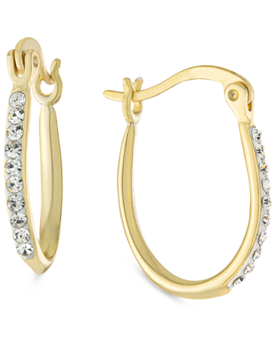 Shop Giani Bernini Crystal Oval Hoop Earrings In Sterling Silver Or 14k Gold-plated Sterling Silver. Available In Clear In Yellow