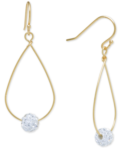 Shop Giani Bernini Pave Crystal Ball On An Open Tear Drop Wire Earrings Set In Sterling Silver. Available In Clear Or G In Gold