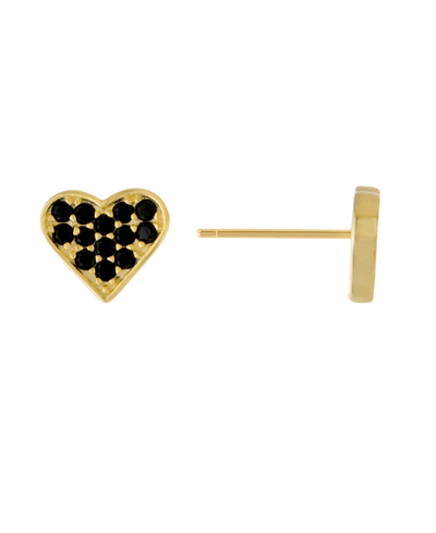Shop Giani Bernini Black Spinel Post Heart Stud Earrings In Gold