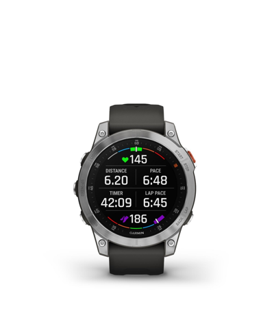 Shop Garmin Unisex Epix Slate Steel Black Silicone Band Smart Watch 33mm In Gray